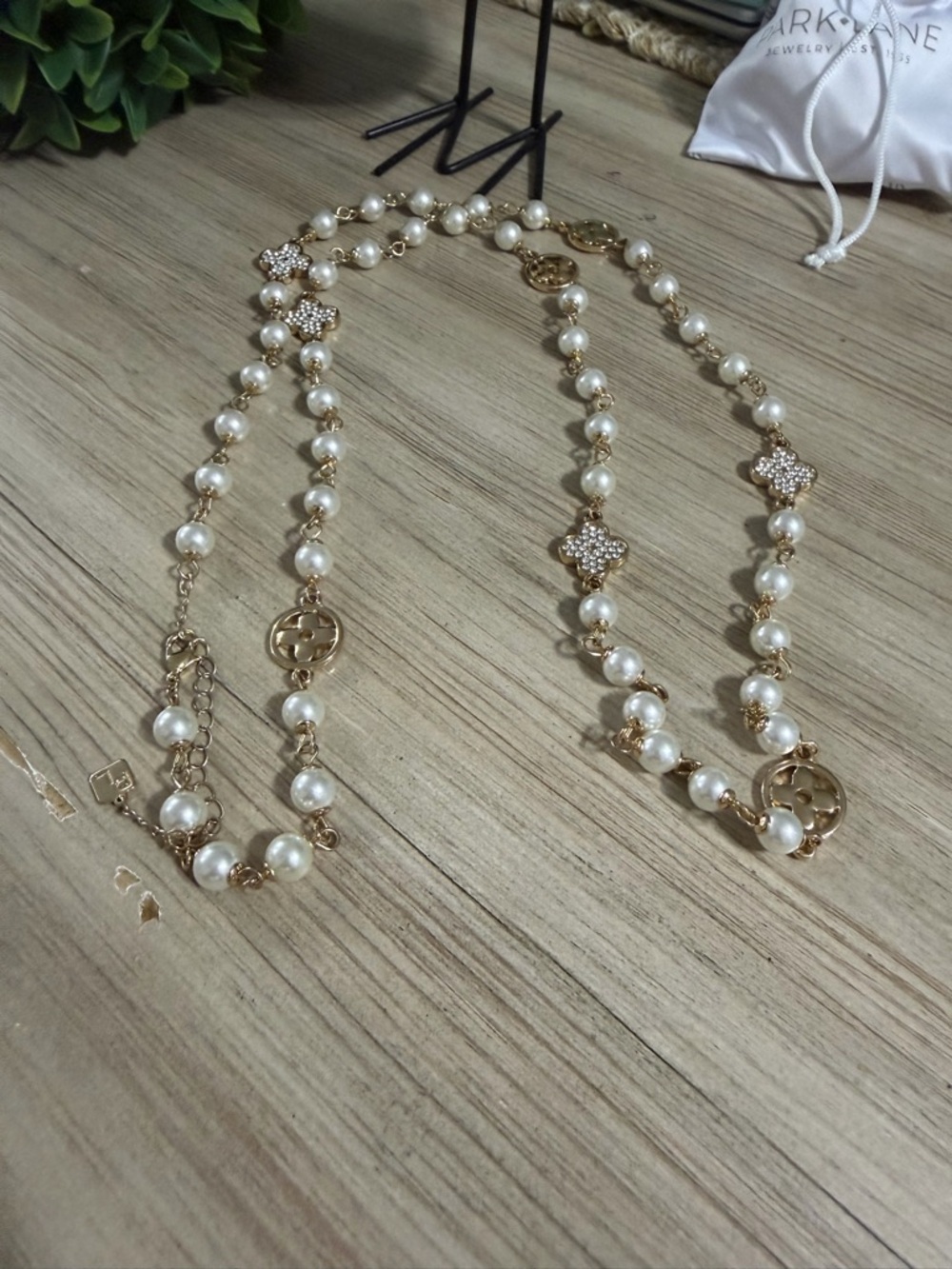 Park Lane Ivory Pearl and Gold Station Necklace